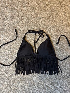Body Glove Black Fringe Halter Bikini Top